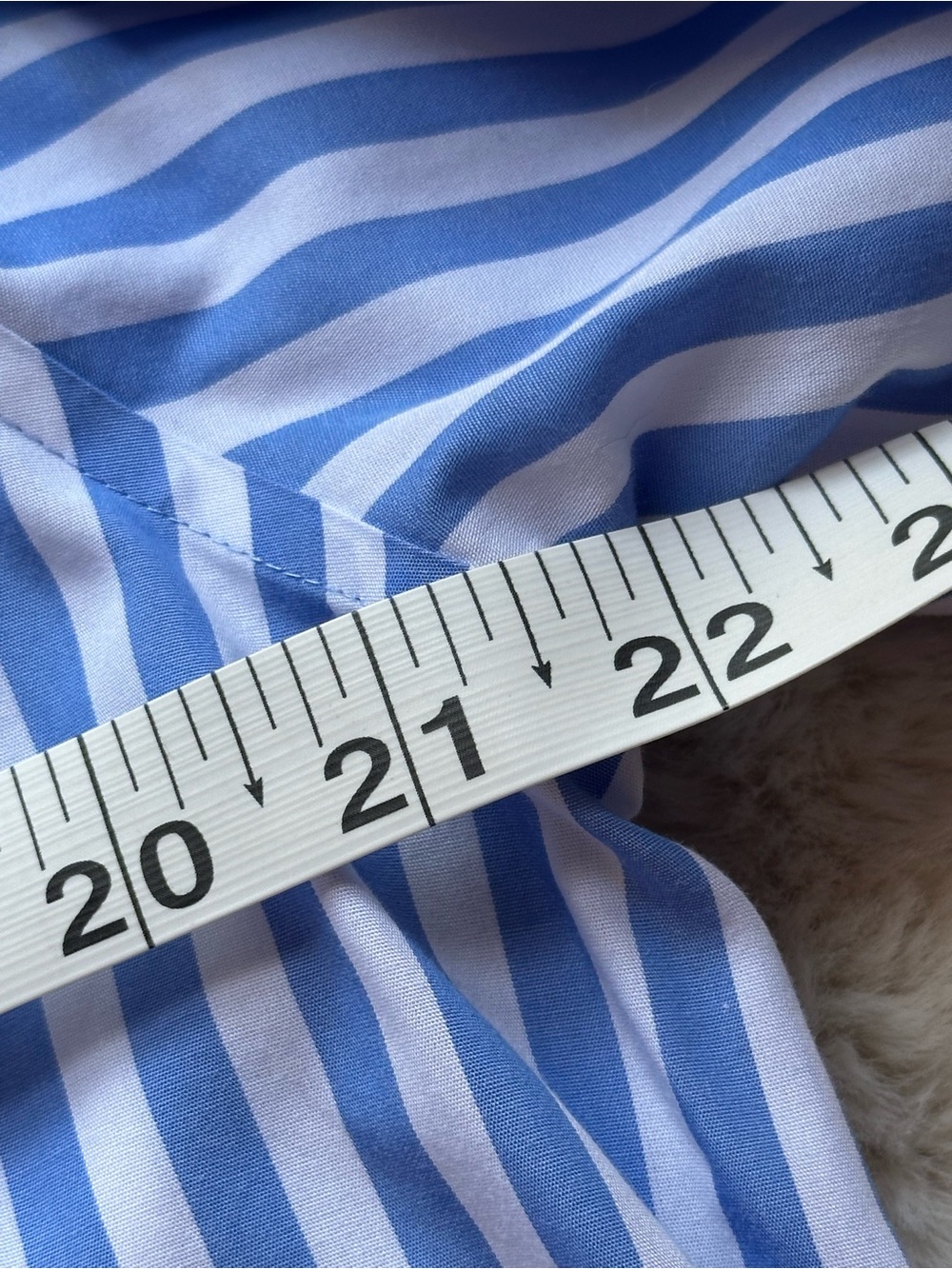 Lands’ End No Iron Supima Cotton Blue & White Striped Button-Up Shirt Size 16 - Picture 5 of 11
